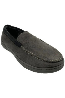 Wembley Men's Fleece Lined Moccasin Slippers Gray