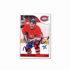 Mike McPhee Autographed Montreal Canadiens 1985 OPC #225 Hockey Card