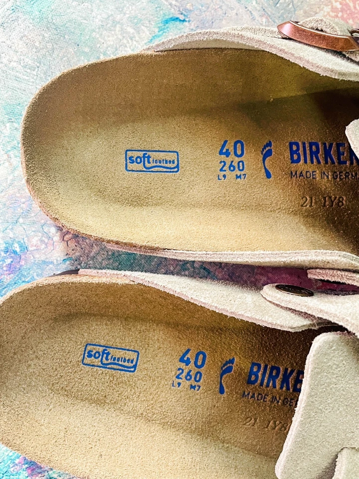 Birkenstock Taupe Boston Soft Footbed Suede Leather Women's Clog Shoes EU 37-45 - Image 3 of 4