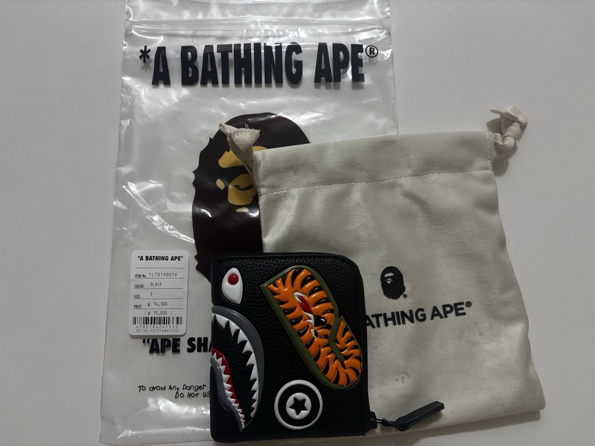 Authentic a bathing ape babe shark mini wallet black new | eBay
