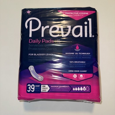 Prevail Incontinence Bladder Maximum Absorbency Control Pads, Long, 39 Count