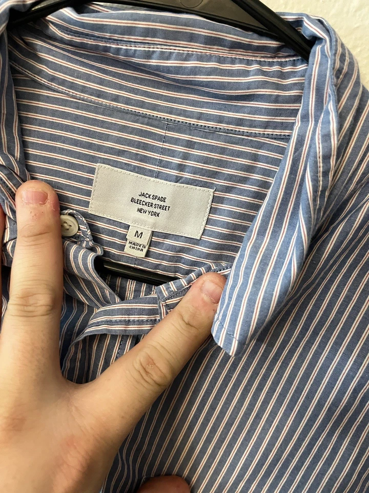 Jack Spade Bleeker Mens Blue White Long Sleeve Striped Button Down Shirt Medium - Image 2 of 4