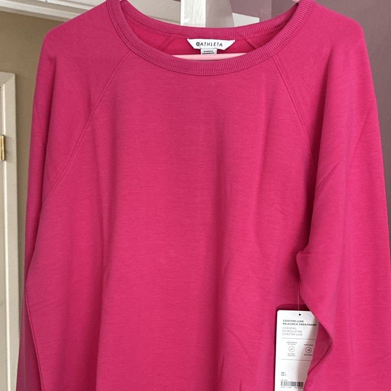 Athleta Coaster Luxe Pink Crewneck Pullover Sweatshirt Raglan Women’s L