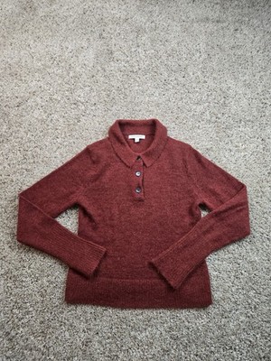 Banana Republic Sweater Womens Medium Rust Orange Alpaca Blend Collared Pullover
