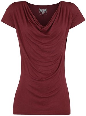 Black Premium by EMP Damen rotes Basic T-Shirt mit Wasserfall-Auschnitt