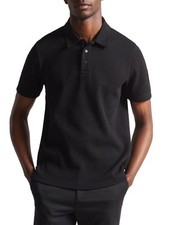 Ted Baker Bute Regular Fit Textured Cotton Polo Shirt Mens Size 7 Black US 3XL