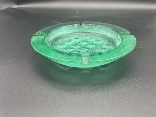 VHTF Vintage MCM Blenko Glass 697L Diamond Point Ashtray In Surf Green 1 Yr Only