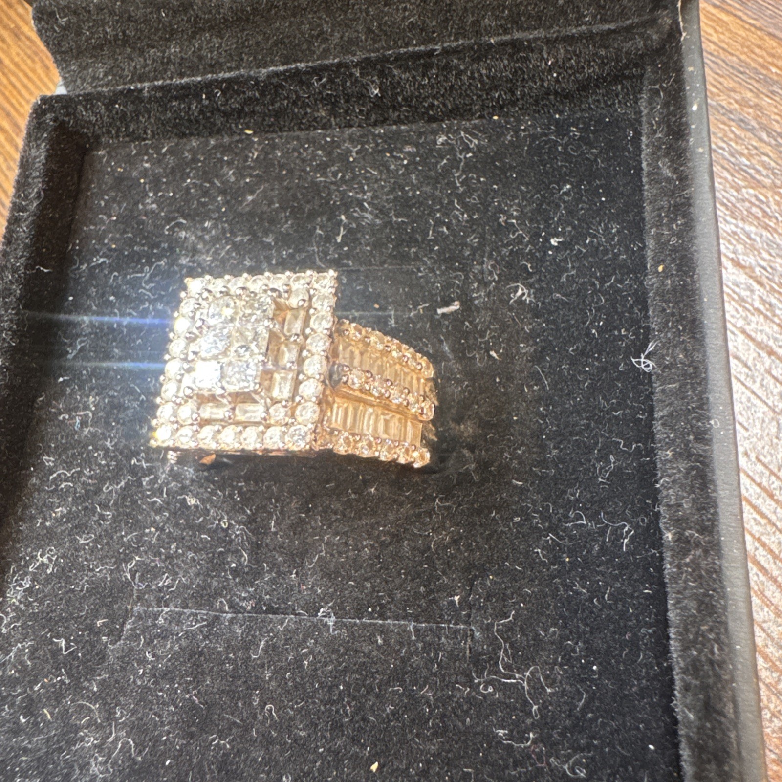 Rectangular Diamond Cluster Ring Princess Baguett… - image 2