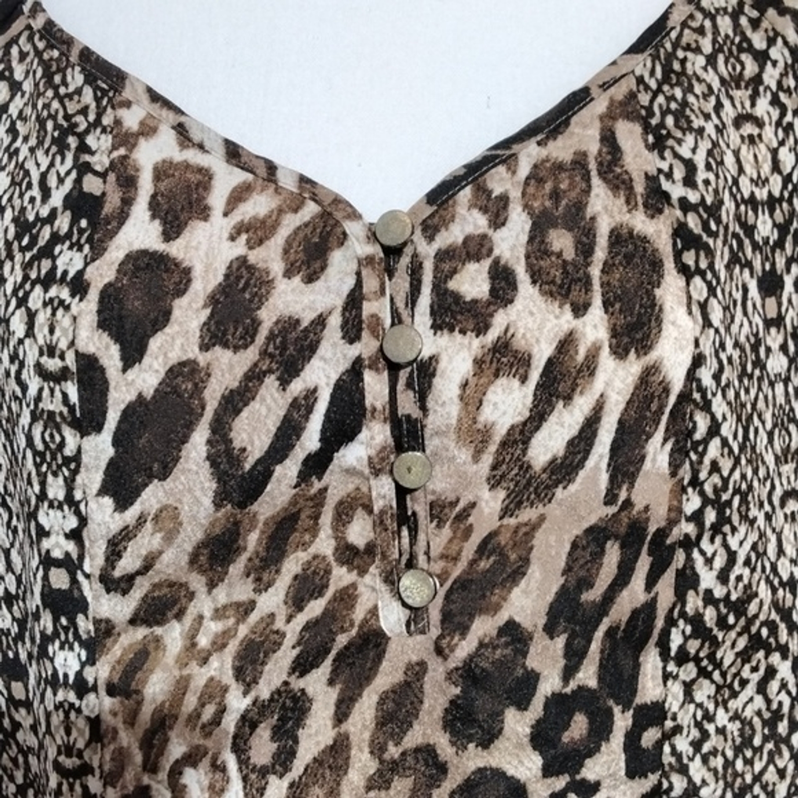 Notations Leopard Print XL 4 Button Front Blouse - image 2