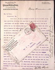 1891 Collins Plow Co Riding Walking Plow Cultivator Letterhead & Cover Quincy IL