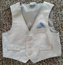 Baby Boy 6-9 Months Formal Vest Light Brown/Blue