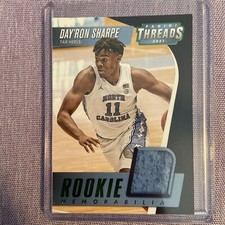 Day'Ron Sharpe 21-22 Panini Chronicles Threads Rookie Memorabilia Green GAMEWORN