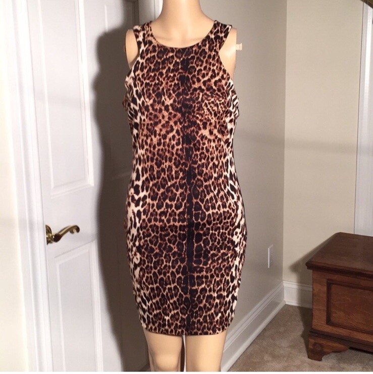 leopard print bodycon dress forever 21 Mesh Leopard Print Midi Dress