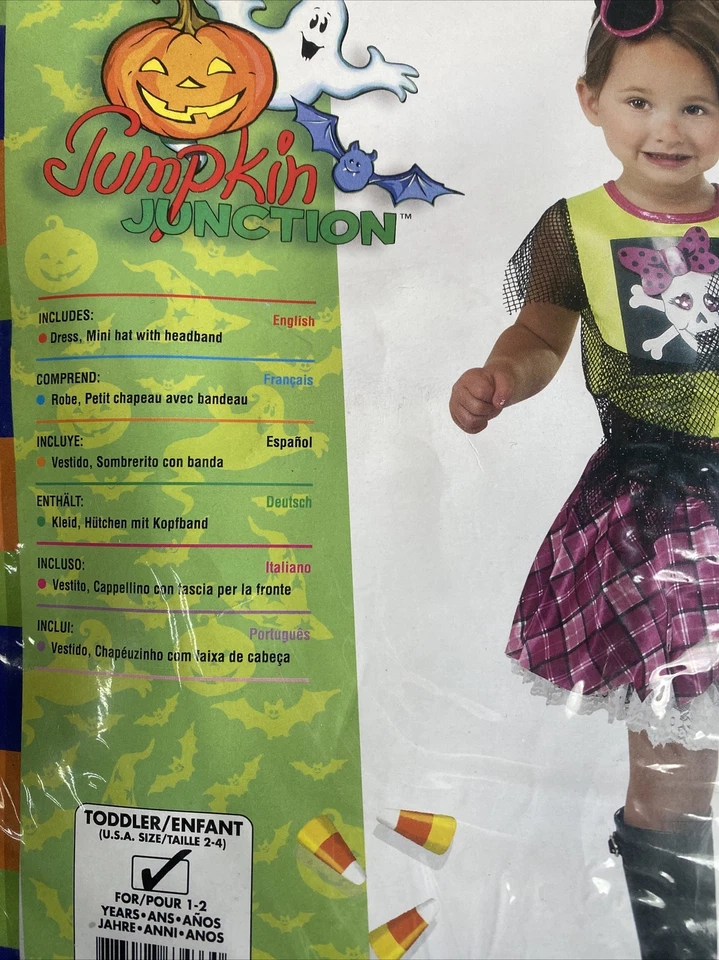 Punk Pirata Calabaza Junction Niño/Niña Halloween Disfraz Vestido y Sombrero NUEVO Foto 2 de 3