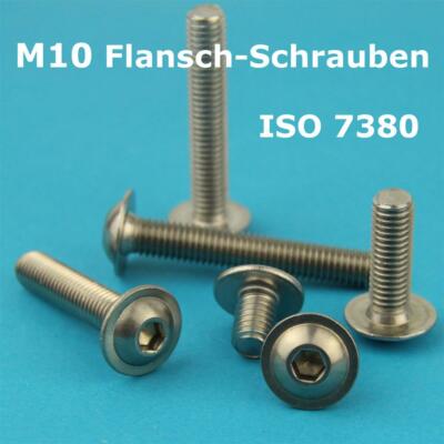 Linsenschrauben Flansch ISO DIN 7380-2 Edelstahl A2 V2A, Innensechskantschrauben