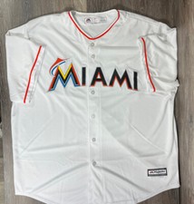Mens Majestic Miami Marlins Jersey Button Down Shirt Cool Base Player Blank 2XL