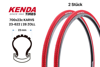 2 Stück 28 Zoll KENDA KARVS Fahrrad Falt Reifen 23-622 tire 700x23c Rot B-Ware