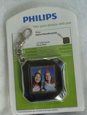 NEW Open Package Philips 1.5 inch Digital Photokeychain Black, Chrome Chain