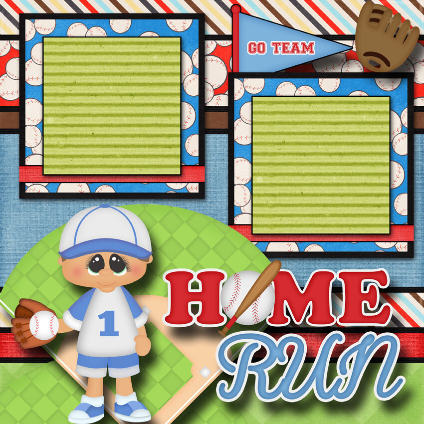 Home Run Baseball premade scrapbook pages paper printed layout ...