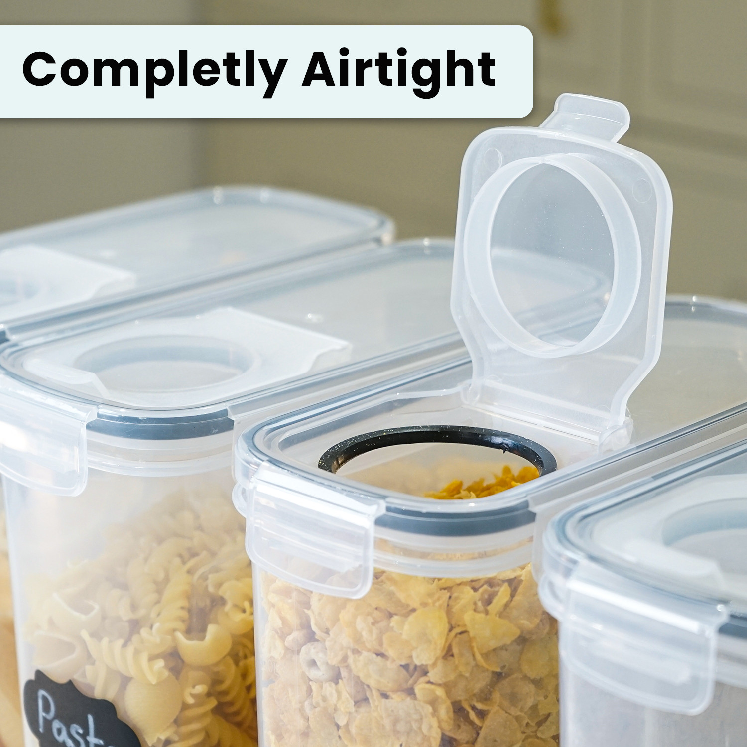 4pc Air Tight Storage Containers Cereal Food Dry Kitchen Pantry Dispenser