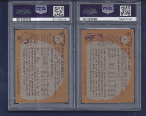 LOTTO DUE 1981 TOPPS #4 21 LARRY BIRD MAGIC JOHNSON PSA 8 NM-MT NUOVE CUSTODIE PSA - Foto 2 di 6