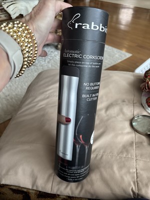Rabbit W6316 Automatic Electric Corkscrew Silver FACTORY SEALED NEW