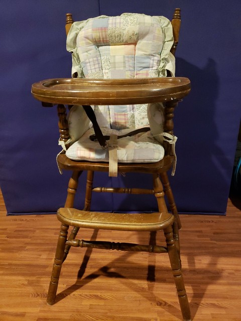 vintage wooden high chair cushion