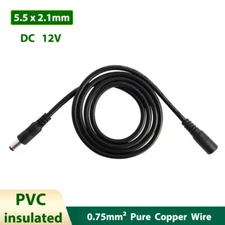 DC Power Supply Extension Cable 12V 10A Male to Female Lead Wire 0.75mm² 18AWG