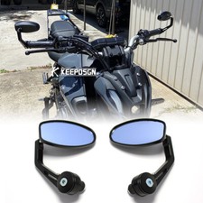 Pair 7/8" 22mm Bar End Mirrors Anti-Glare Rearview For Yamaha MT-07 MT-03 MT-09