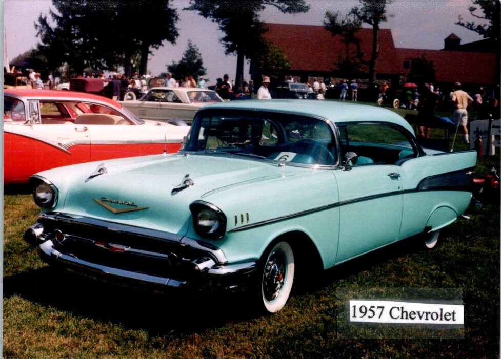 1957 Chevrolet Bel Air Aqua color auto car show photo 3.5x5 FREE SHIPPING
