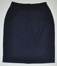VINTAGE Michele Petites Women's Size 14 Dark Blue Wool Skirt UNION MADE IN USA