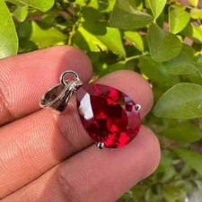 Certified Natural Mozambique Red Ruby 30 Ct  Loose Gemstone 925 Silver Pendant