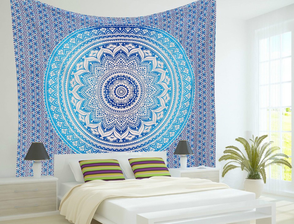 Indian tapestry hippie mandala wall hanging Bohemian twin bedspread ...