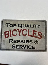 Bicycle repair service tin sign.  Sealed New 8 X 12 Chico Creek Signs
