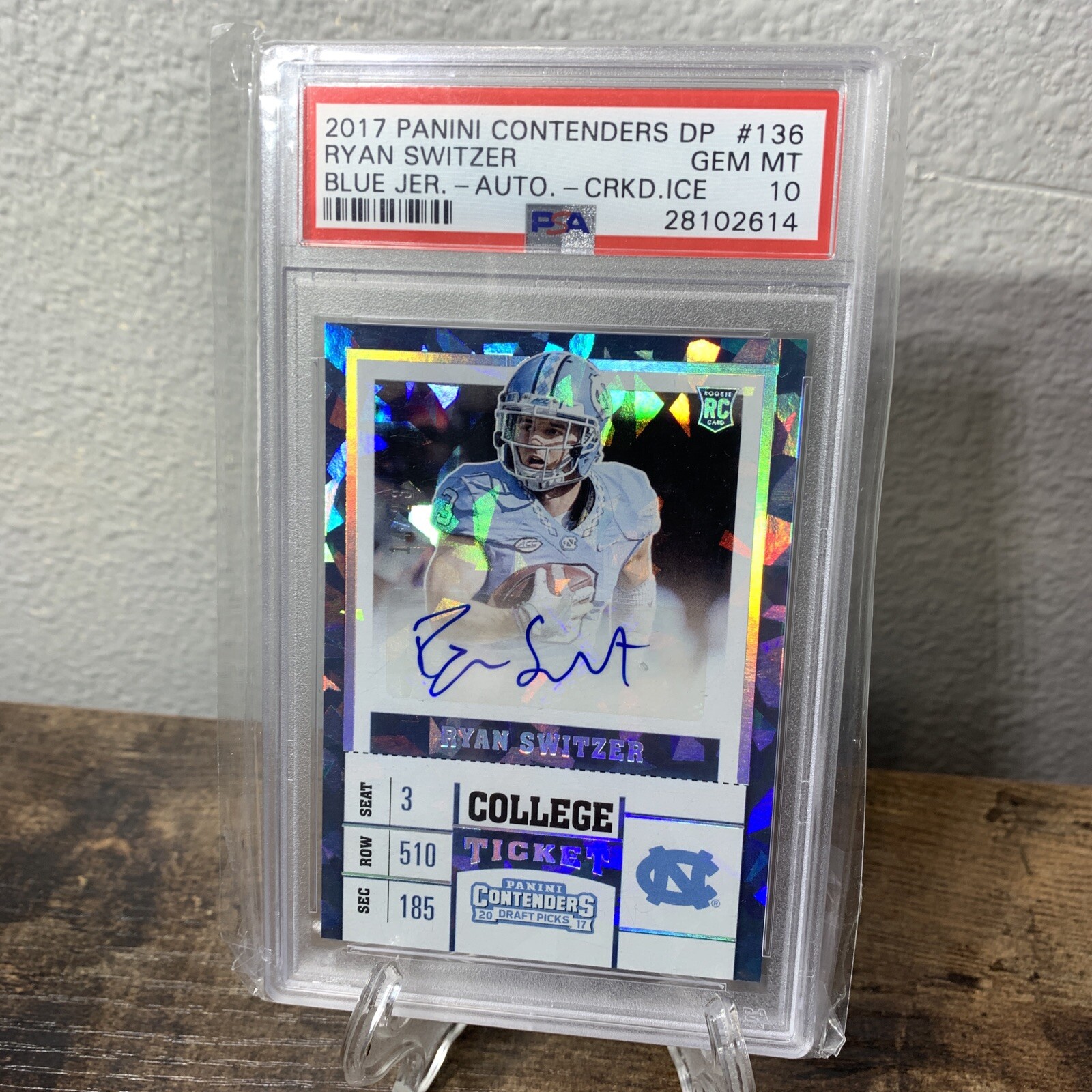 Ryan Switzer Panini Contenders Draft Picks #136 Blue Jersey-Autograph-Cracked Ice