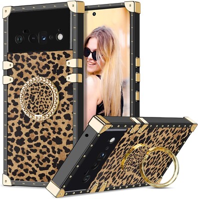 Google Pixel 6 Pro Handyhülle Schutzhülle Leopardenmuster Ring Halter Ständer