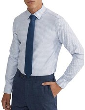 OXFORD Men  s Beckton Luxury Dobby Long Sleeve Shirt Blue Size M BNWT RRP 199