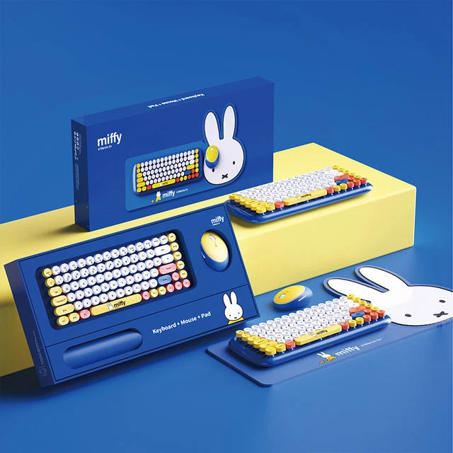 Miffy Dick Bruna Keyboard + Mouse + Mat Set Wireless Blue Yellow - Image 2 of 3