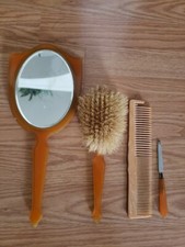 Vintage Dresser Vanity Set Mirror, Brush, Comb, File