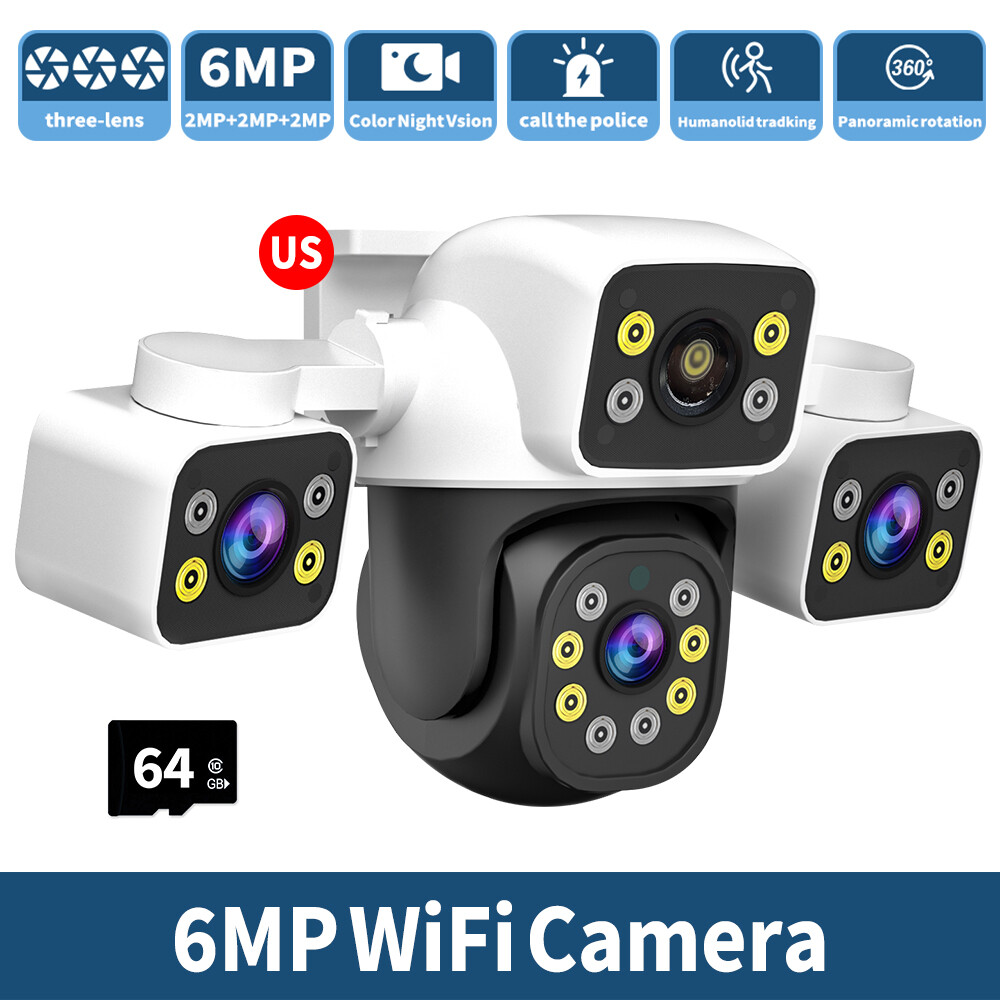 HD Outdoor WiFi IP Camera Triple Lens CCTV PTZ Security Home