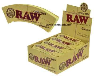 New! RAW rolling paper ''MAESTRO'' CONE TIPS Natural Unrefined Cotton & Hmp 24PKS