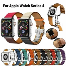 Genuine Deployment Buckle Leather Strap Band For Apple Watch iWatch 7/6/5/4/3/21