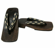 Japanese Men's Wooden Geta Sandals 10.25" Samurai Yukata Kimono Shoes Yabane