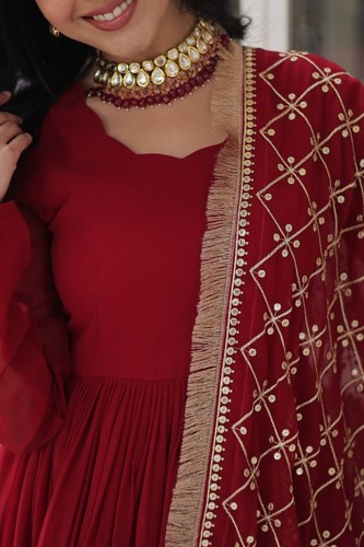 Designer Anarkali Gown Indian Wedding Dress georgette Gown Pakistani Gown - Picture 24 of 31