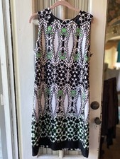 Taylor Black, White & Green Geometric Dress NWT Size 14