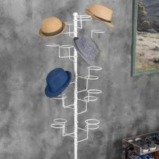 Freestanding Display Stand with 20 Circular Hooks for Hats and Wigs, Hat Racks