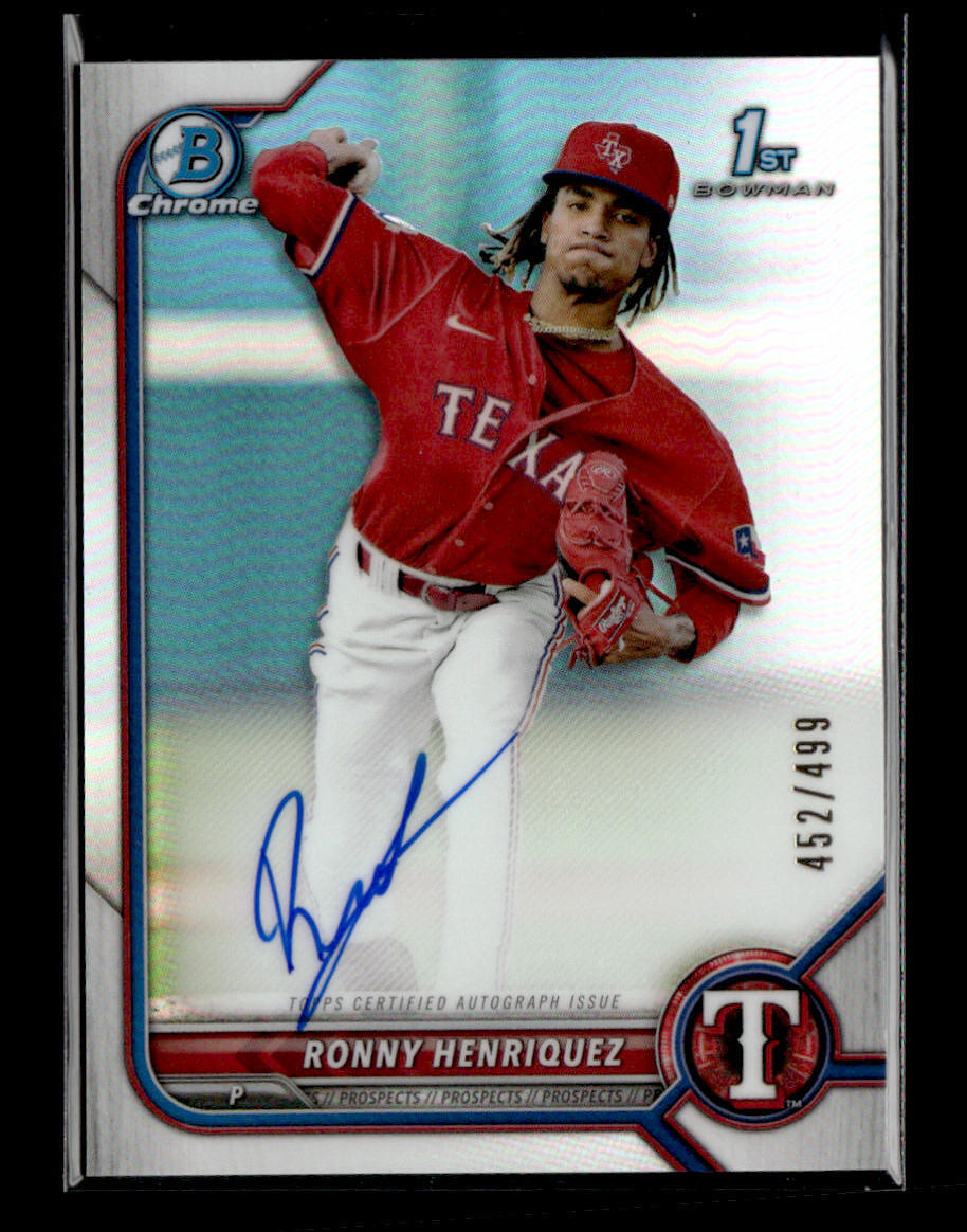 2022 Bowman #CPA-RH Ronny Henriquez Chrome Prospect Autographs Refractor #/499