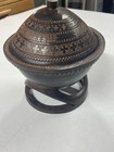 BOWL & LID WOOD CARVED ROUND DISPLAY similar to Ethiopian Gurage serving bowl — photo 2