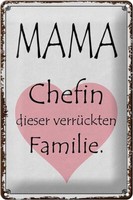 Blechschild Spruch 20X30Cm Mama Chefin VerrüCkter Familie Deko Schild Tin Sign