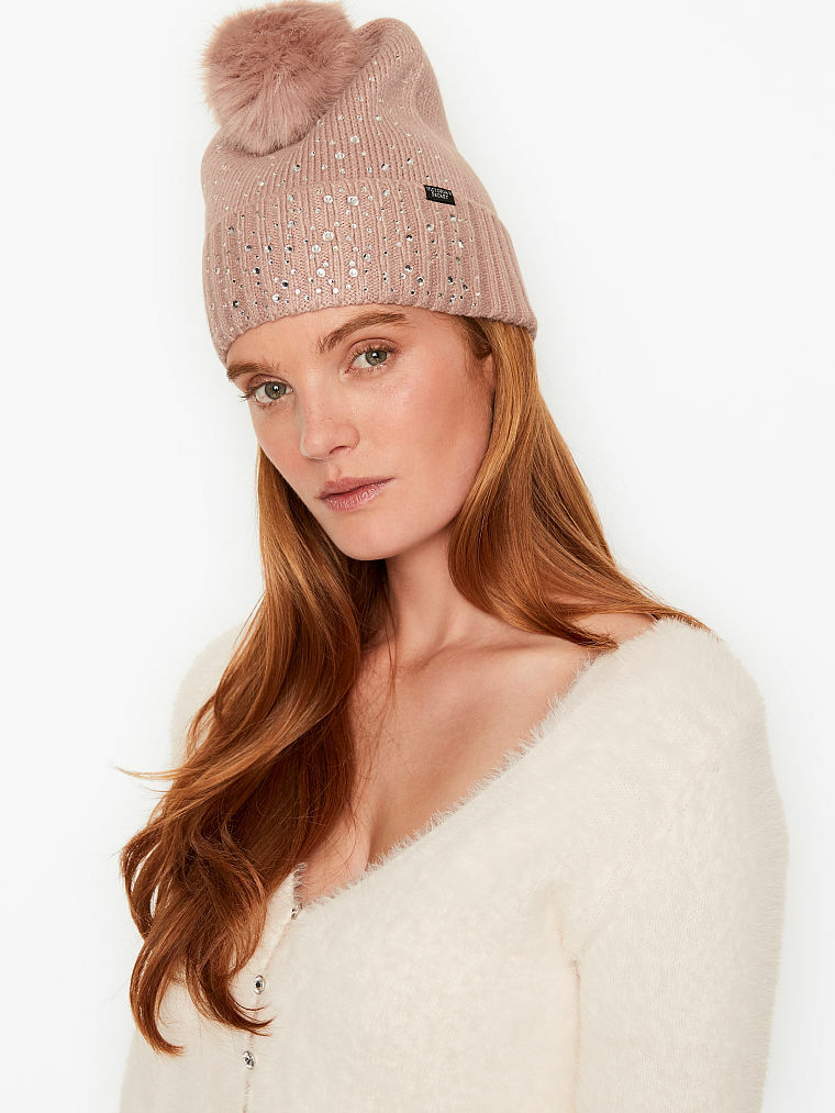 VICTORIA\'S SECRET Faux Fur Pom-Pom Hat Rhinestone Embellished Beanie m48874524691_1.jpg?1765060670 main image 2